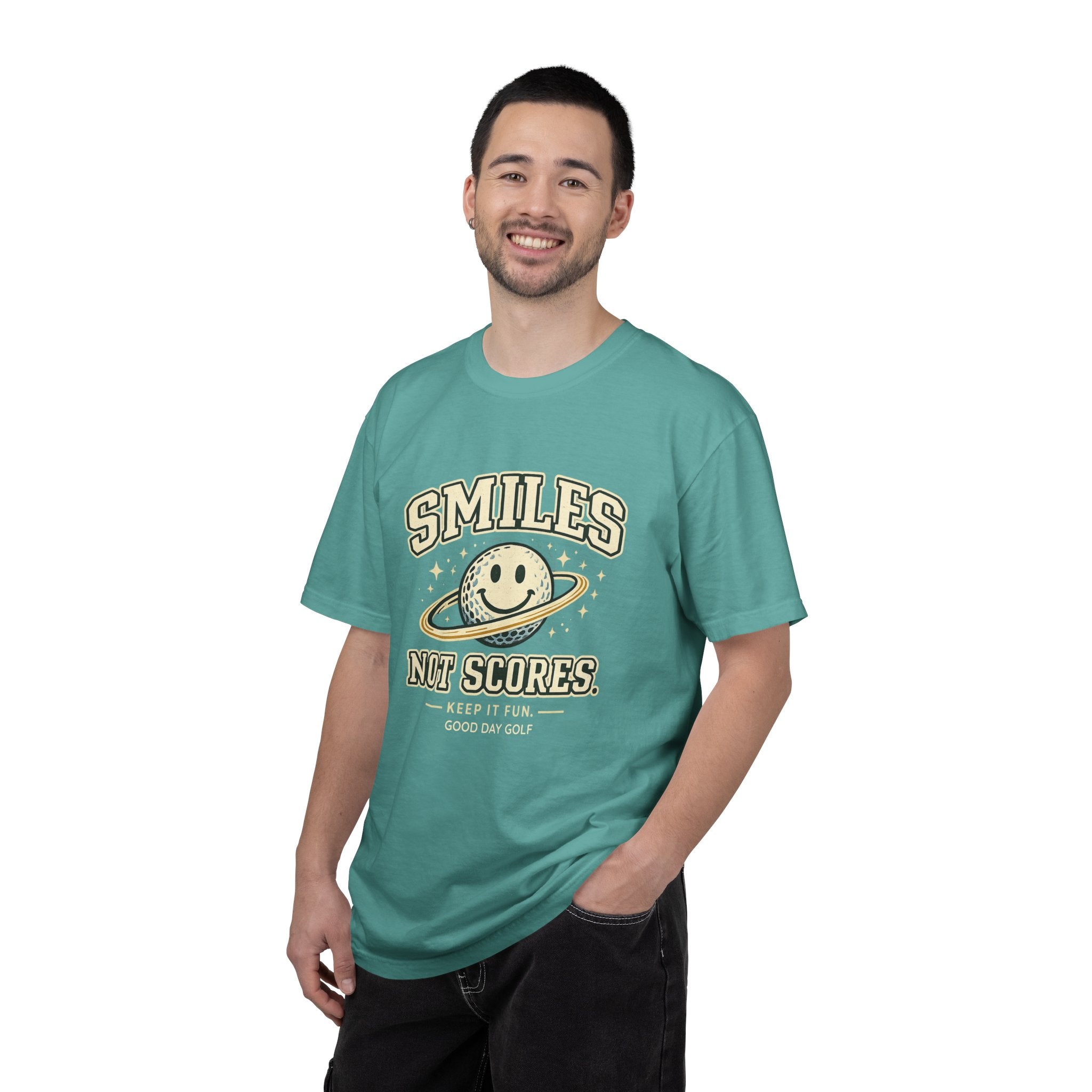 T-Shirt — "Smiles Not Scores" Retro Golf Graphic Tee