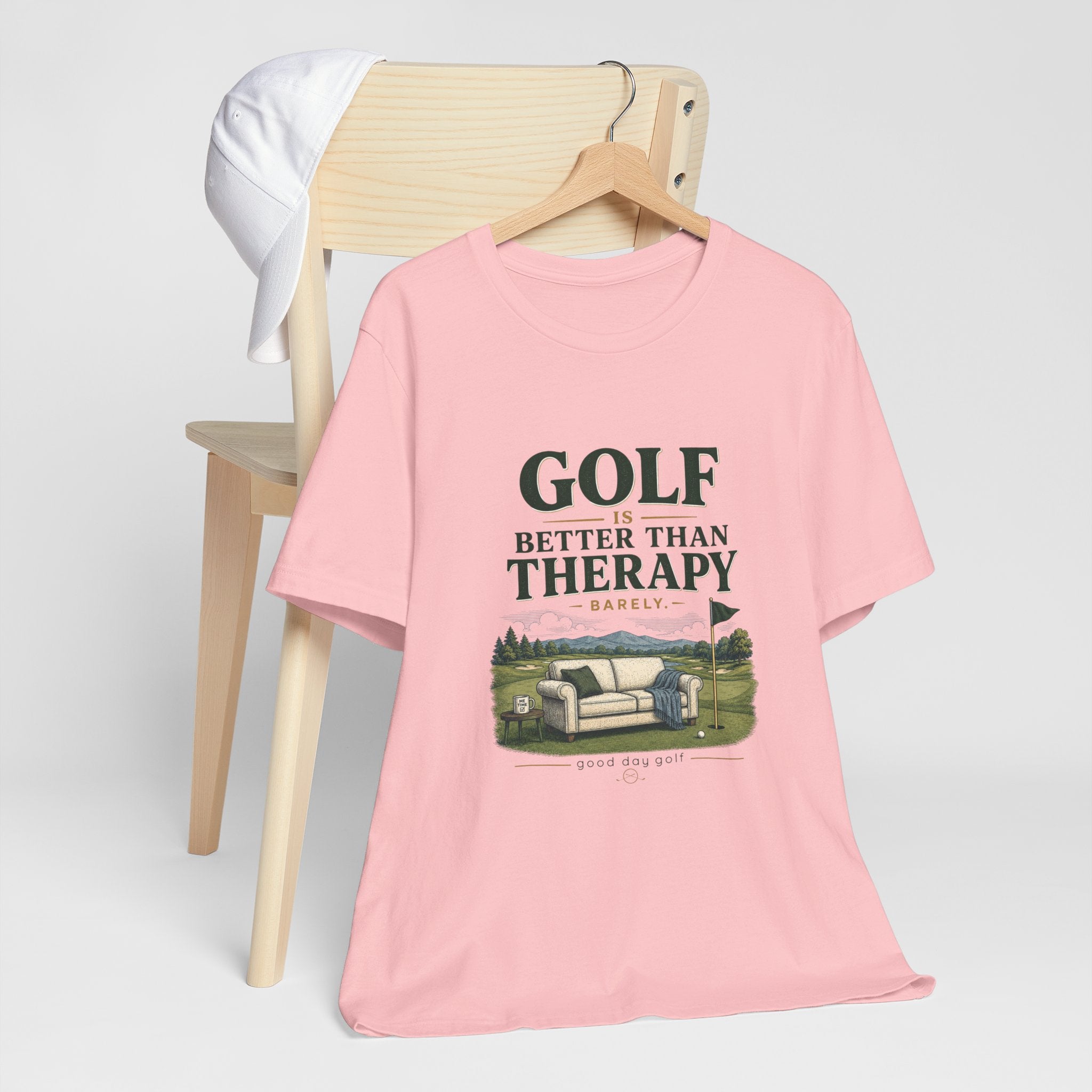 Golf Is Better Than Therapy Tee — Funny Golfer Short Sleeve T-Shirt