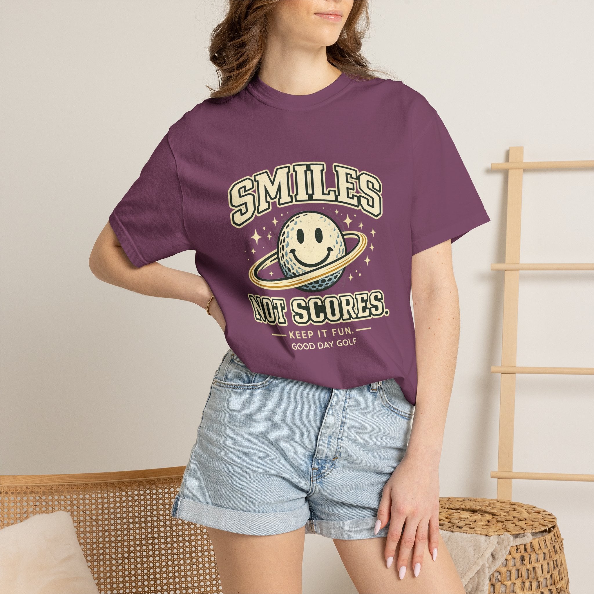 T-Shirt — "Smiles Not Scores" Retro Golf Graphic Tee