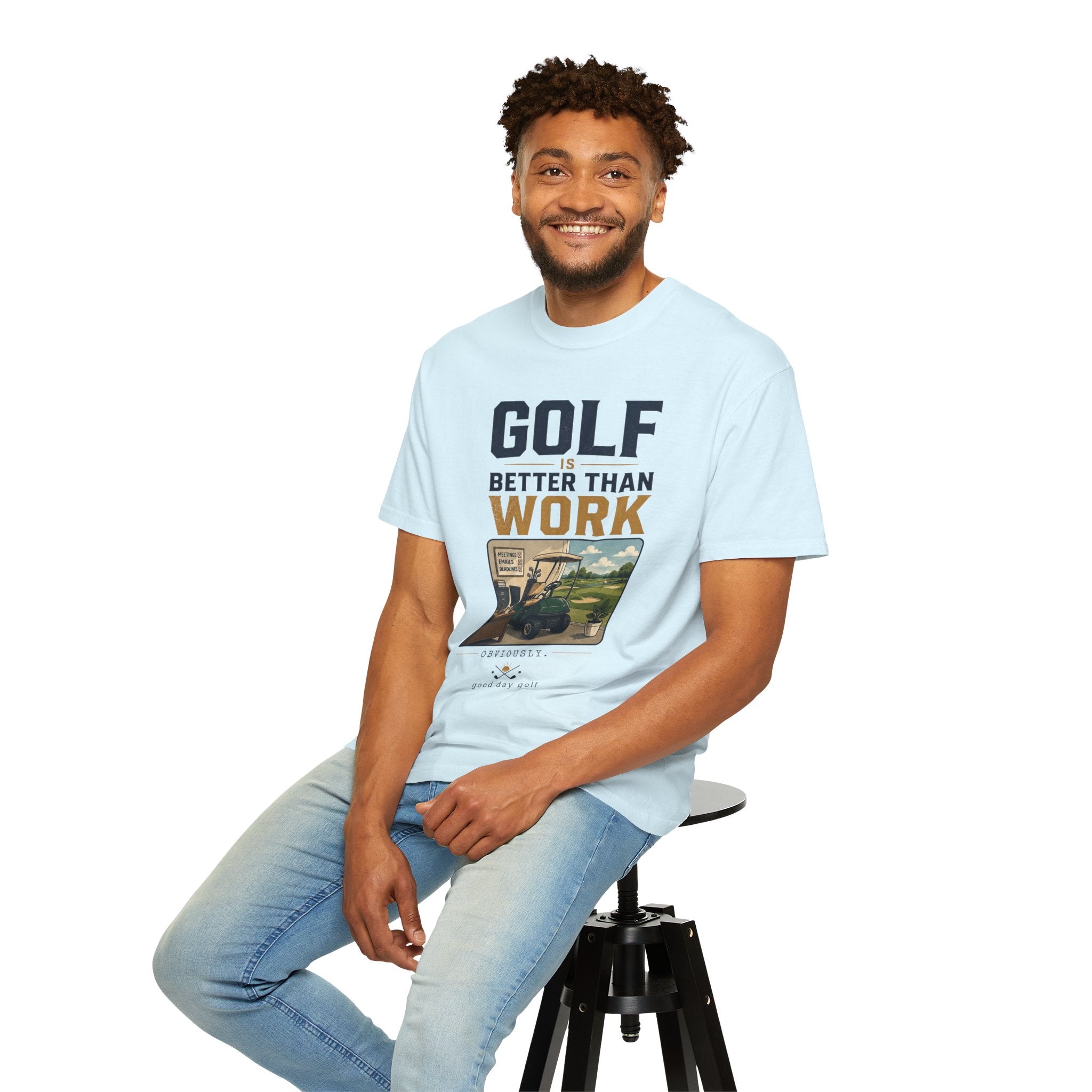 Golf Is Better Than Work T-Shirt — Vintage Golf Cart Graphic Tee