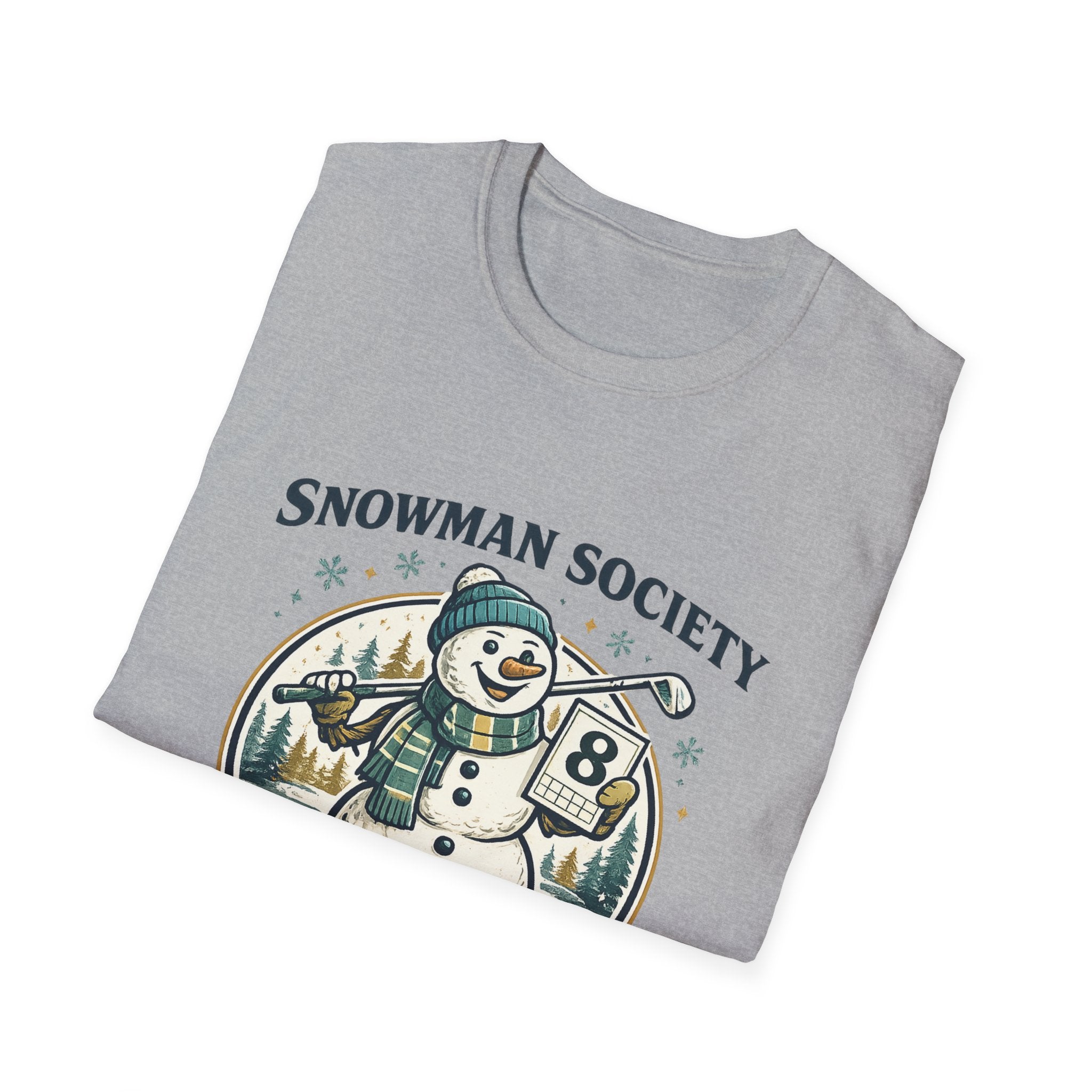Snowman Society T‑Shirt — Retro Snowman Golf Design (“Snowman Society” text)