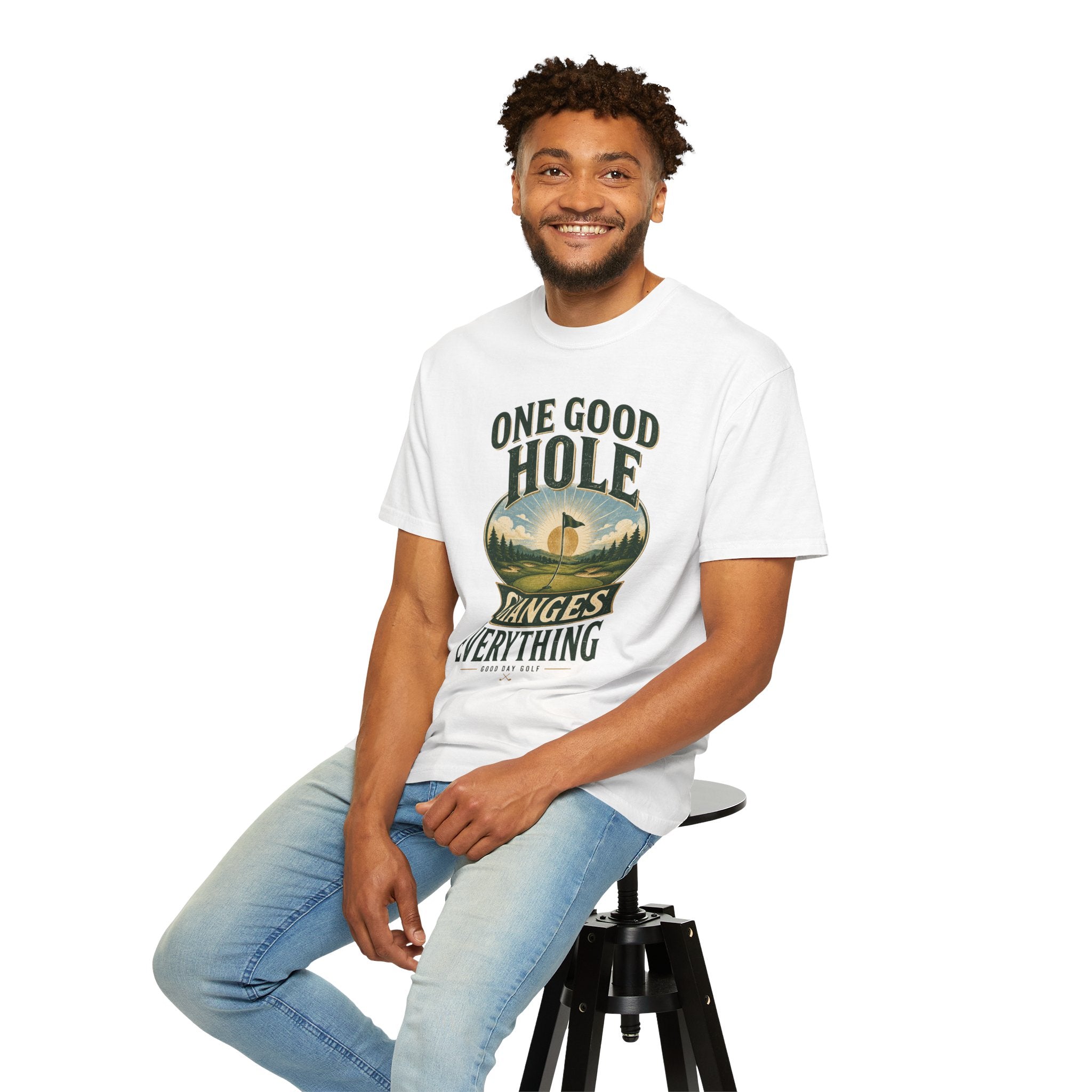 Golf T-Shirt — "One Good Hole Changes Everything" Vintage Golf Graphic Tee