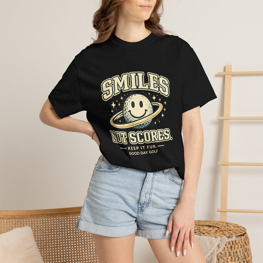 T-Shirt — "Smiles Not Scores" Retro Golf Graphic Tee