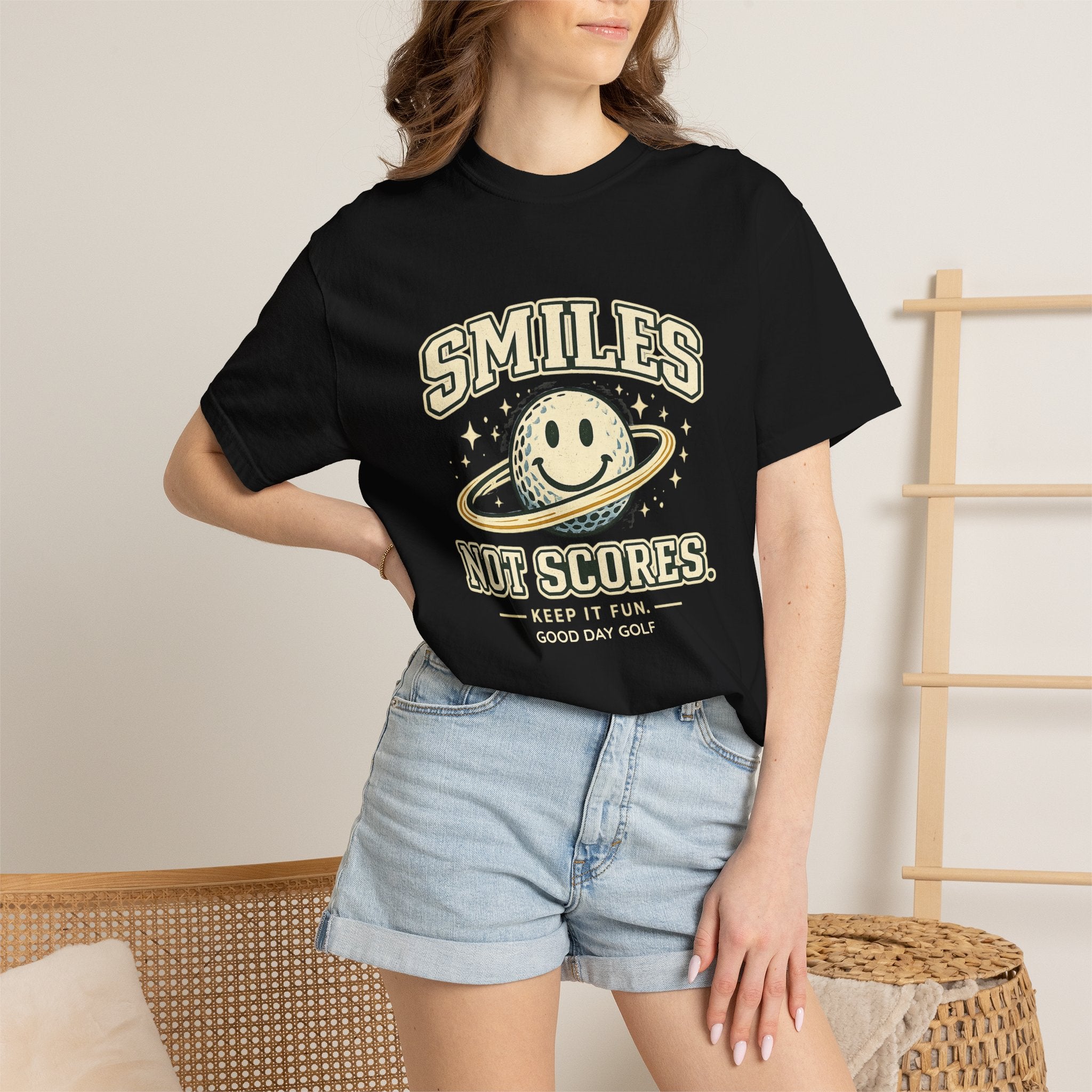 T-Shirt — "Smiles Not Scores" Retro Golf Graphic Tee