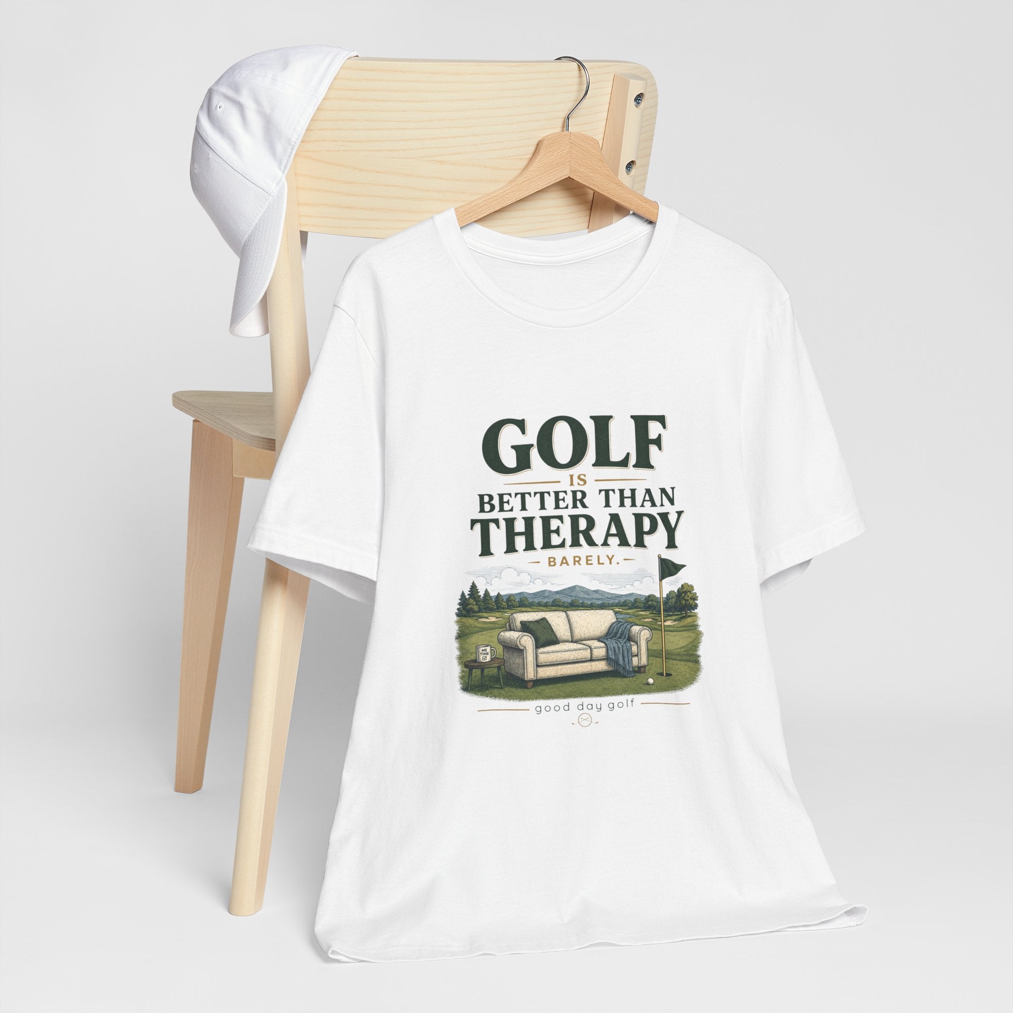 Golf Is Better Than Therapy Tee — Funny Golfer Short Sleeve T-Shirt