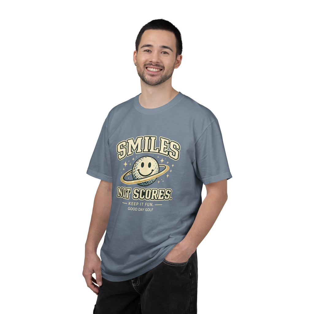 T-Shirt — "Smiles Not Scores" Retro Golf Graphic Tee