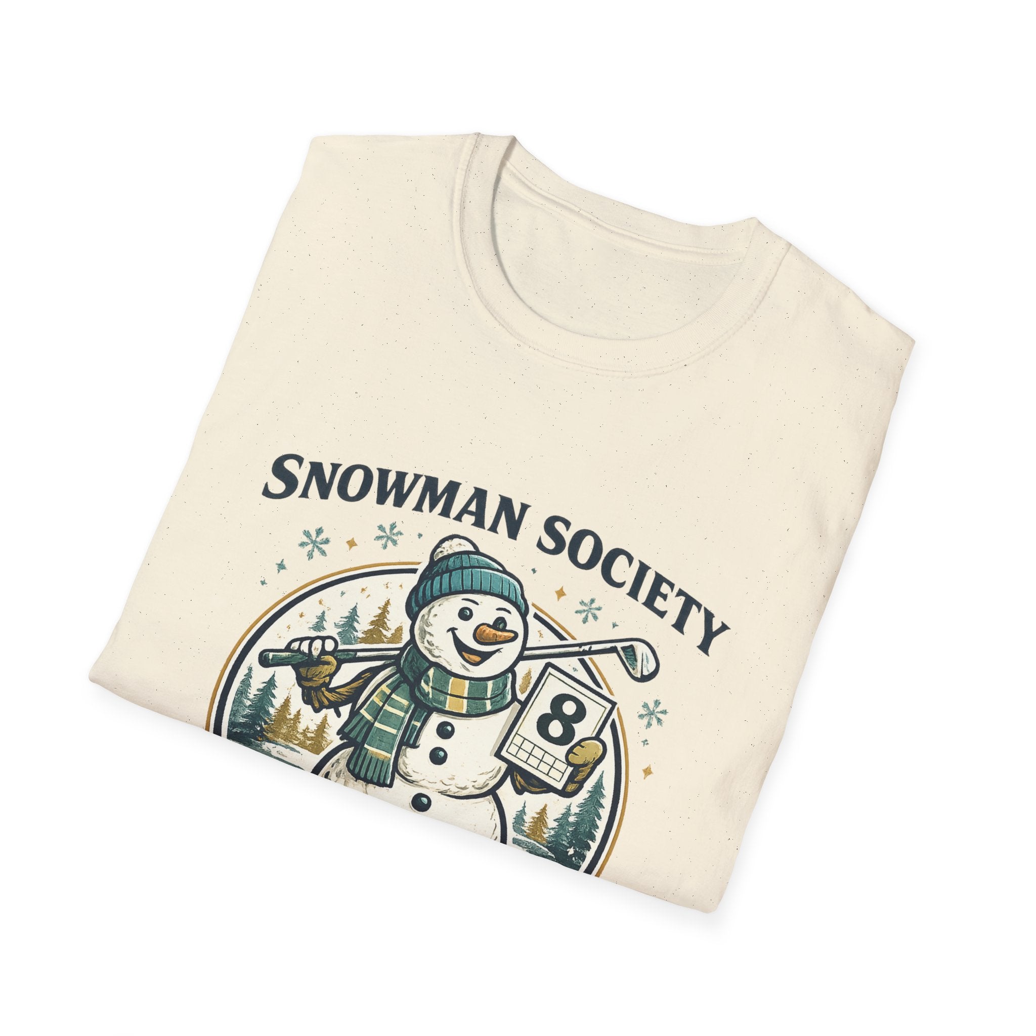 Snowman Society T‑Shirt — Retro Snowman Golf Design (“Snowman Society” text)