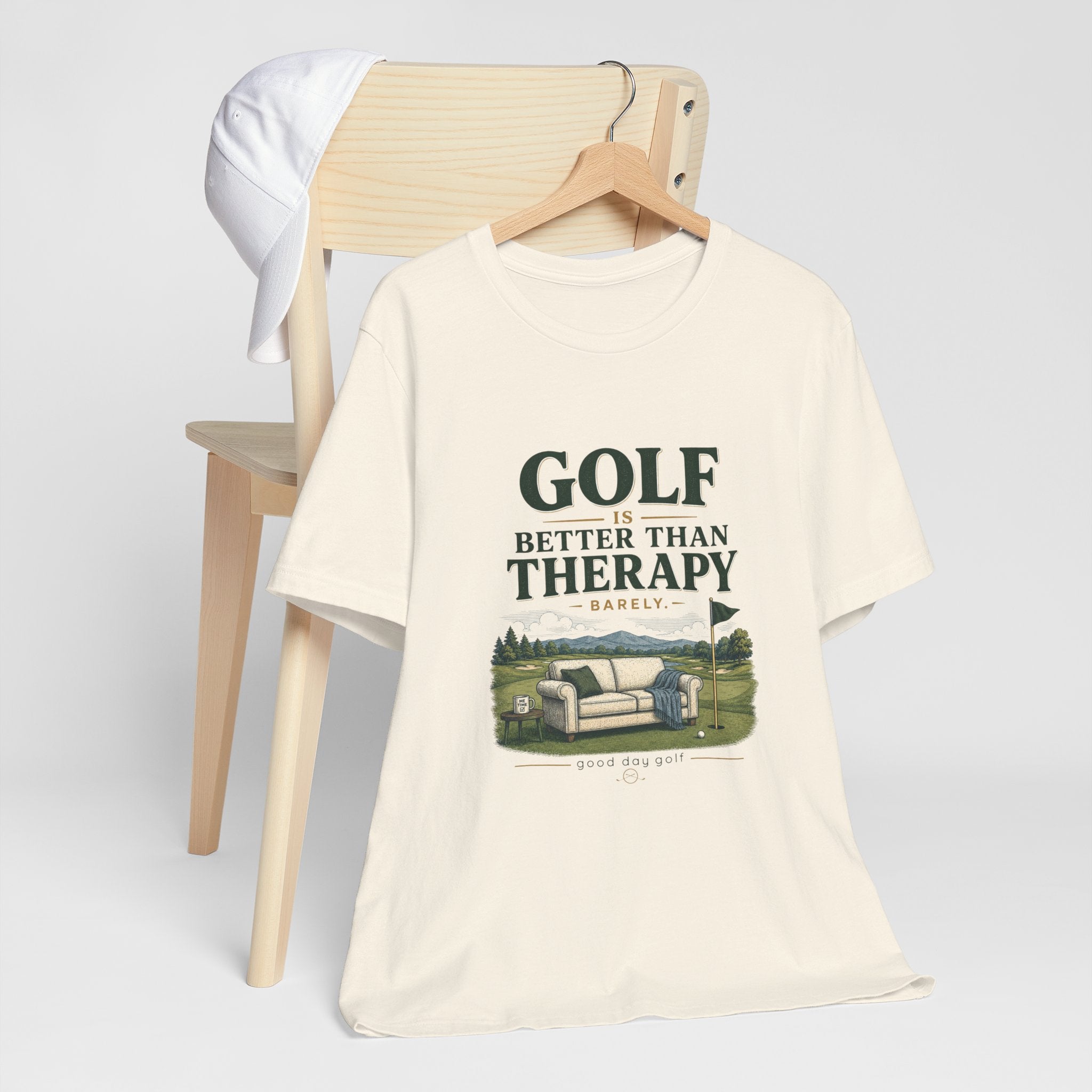 Golf Is Better Than Therapy Tee — Funny Golfer Short Sleeve T-Shirt
