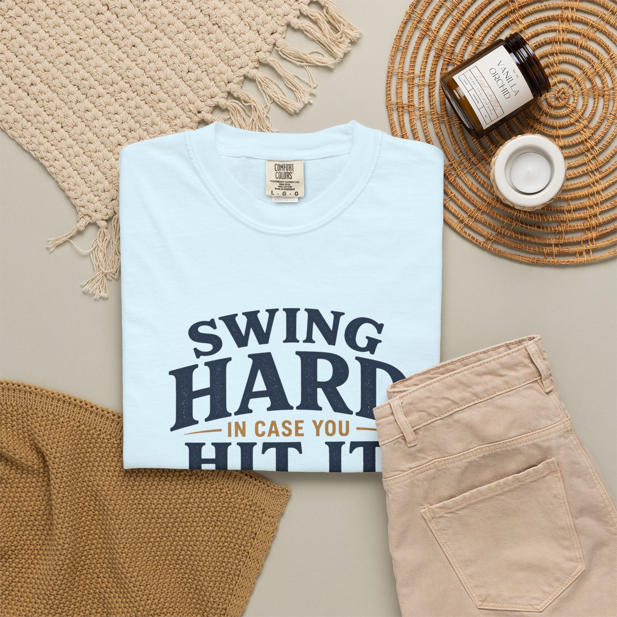 Swing Hard Golf T-Shirt — "Swing Hard In Case You Hit It" Vintage Golfer Tee