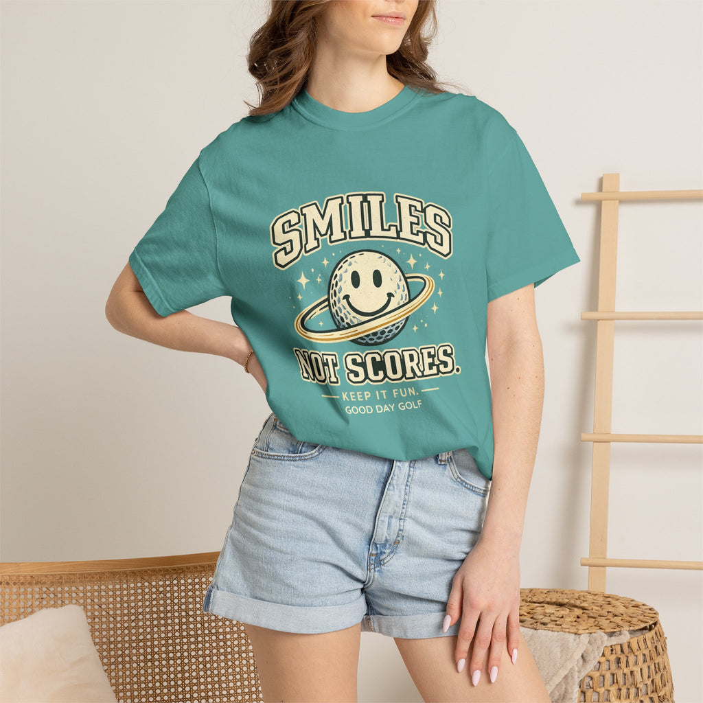 T-Shirt — "Smiles Not Scores" Retro Golf Graphic Tee