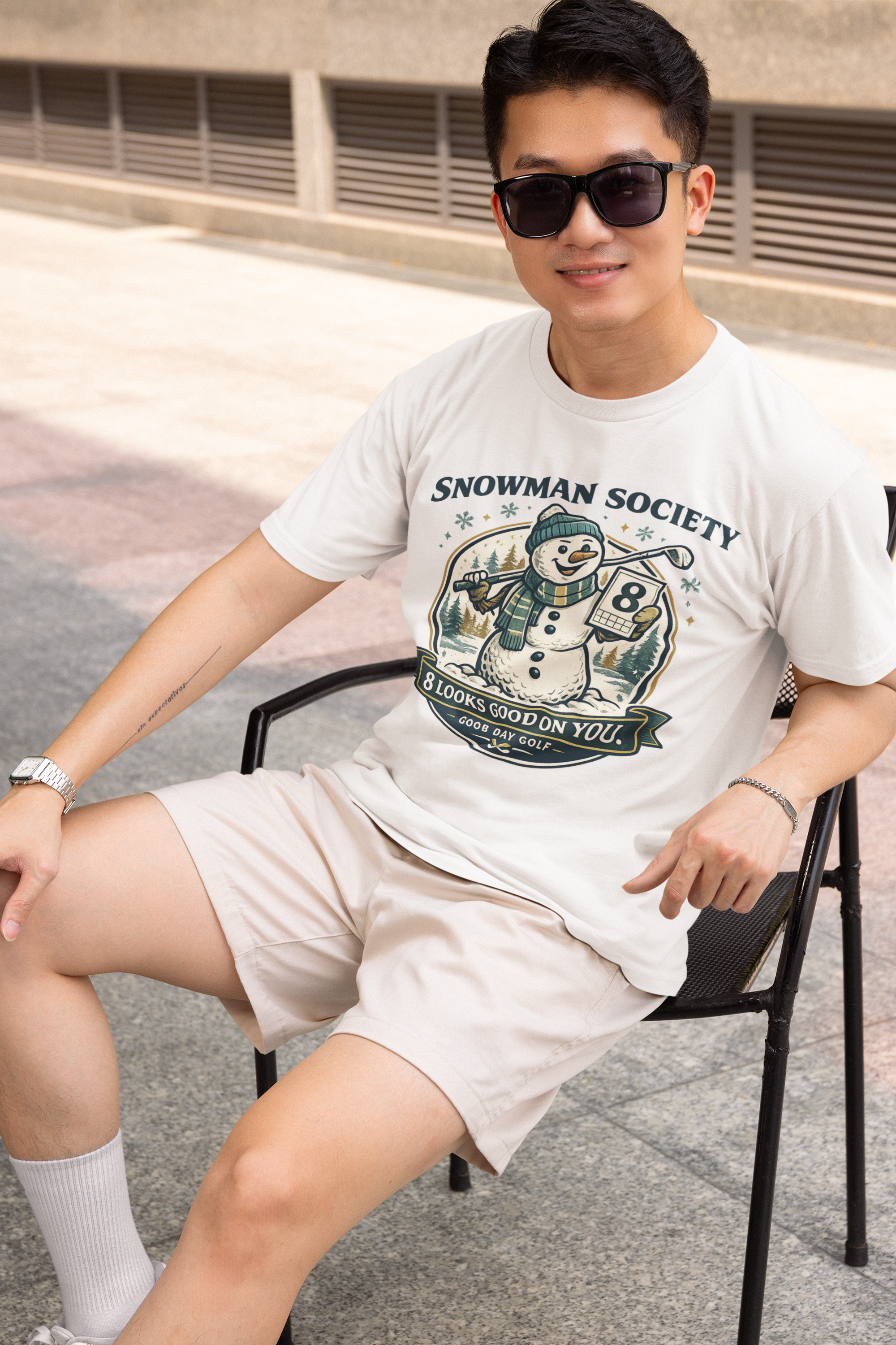 Snowman Society T‑Shirt — Retro Snowman Golf Design (“Snowman Society” text)