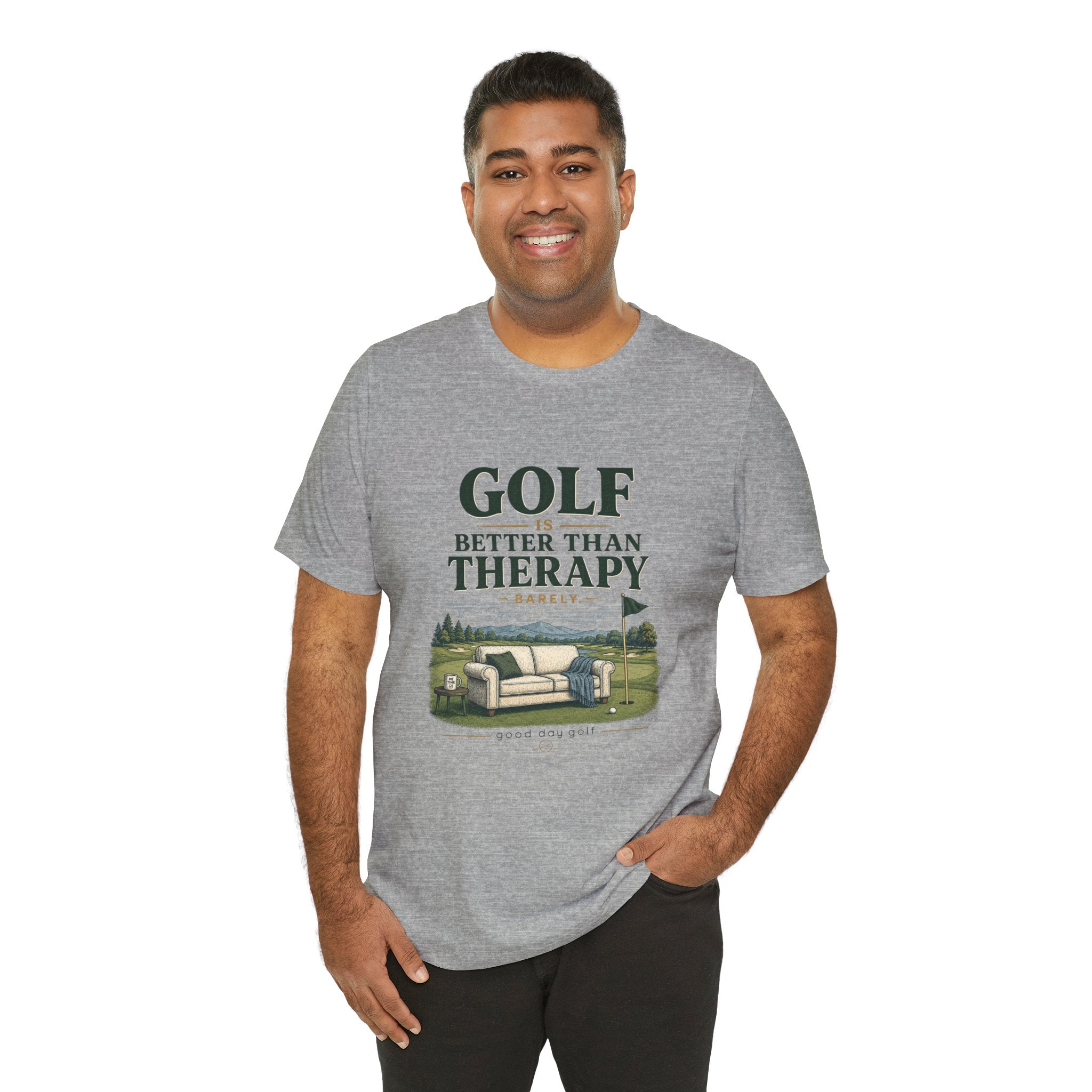 Golf Is Better Than Therapy Tee — Funny Golfer Short Sleeve T-Shirt