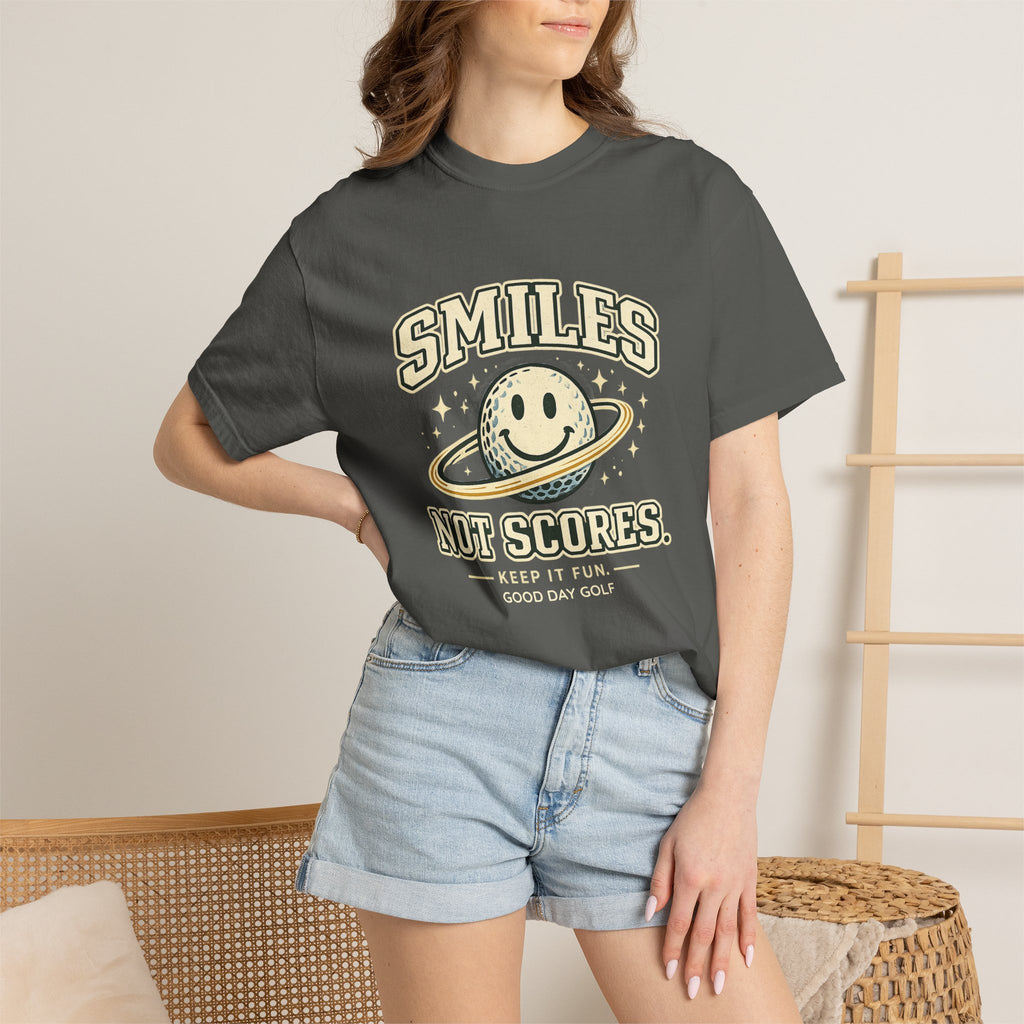 T-Shirt — "Smiles Not Scores" Retro Golf Graphic Tee