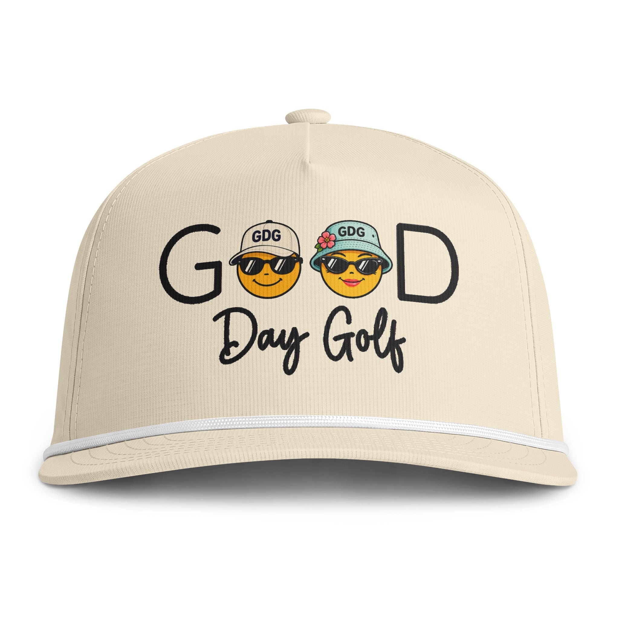 Golf Cap — "Good Day Golf" Sunwashed Rope Hat