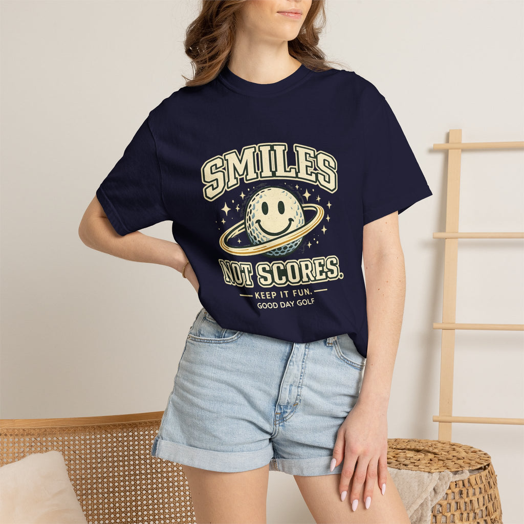 T-Shirt — "Smiles Not Scores" Retro Golf Graphic Tee