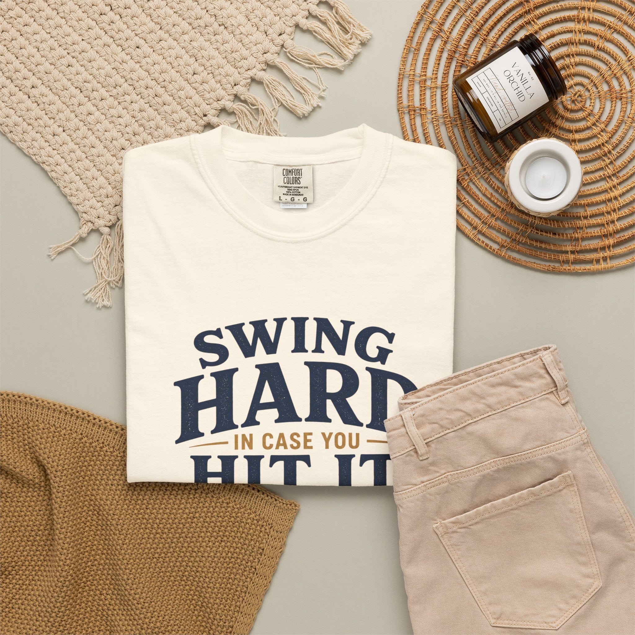 Swing Hard Golf T-Shirt — "Swing Hard In Case You Hit It" Vintage Golfer Tee