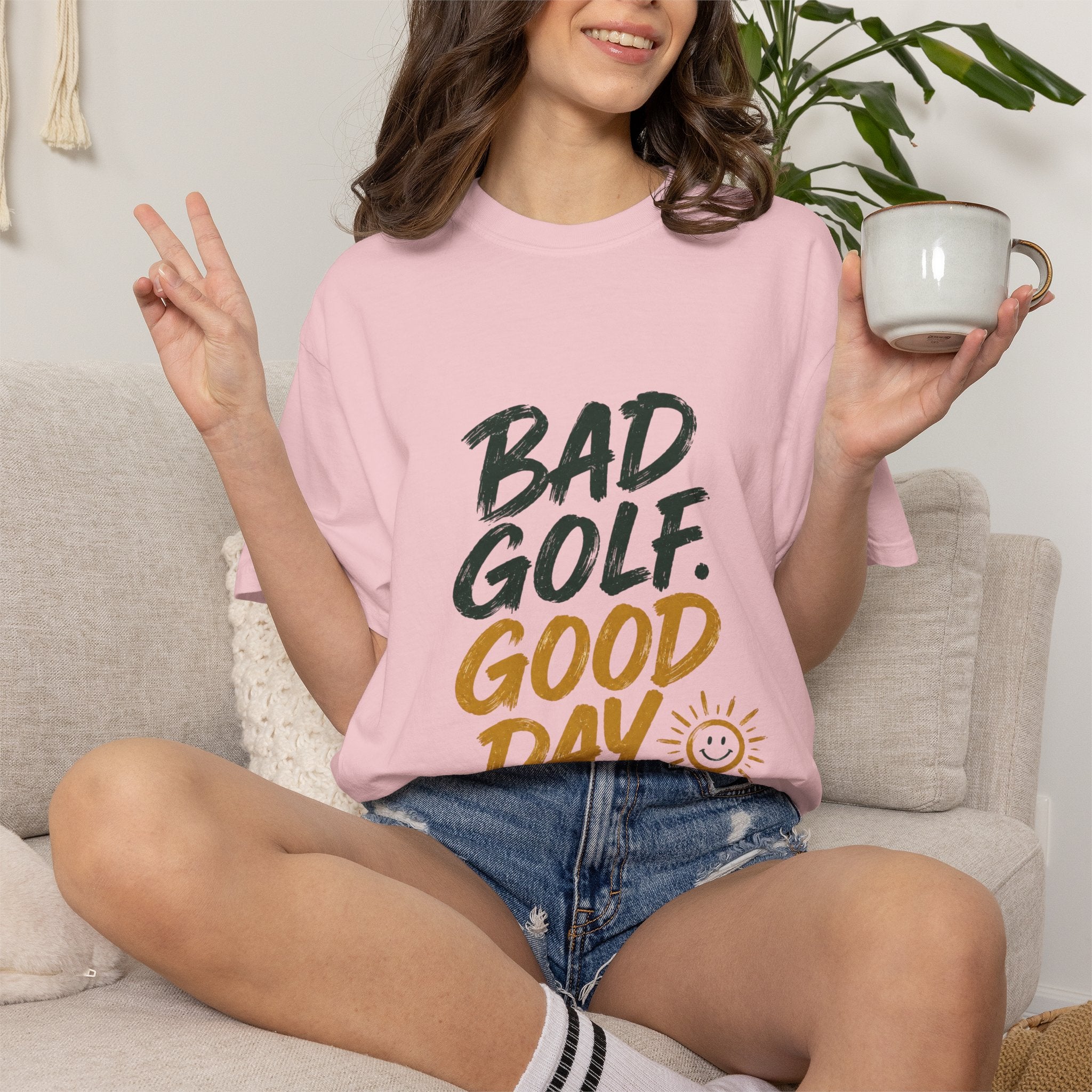 Bad Golf, Good Day T-Shirt — Funny Golf Tee with Sun Graphic