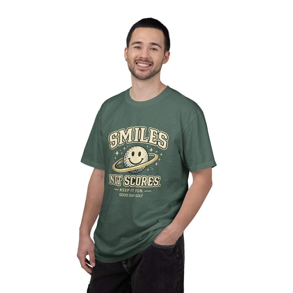 T-Shirt — "Smiles Not Scores" Retro Golf Graphic Tee