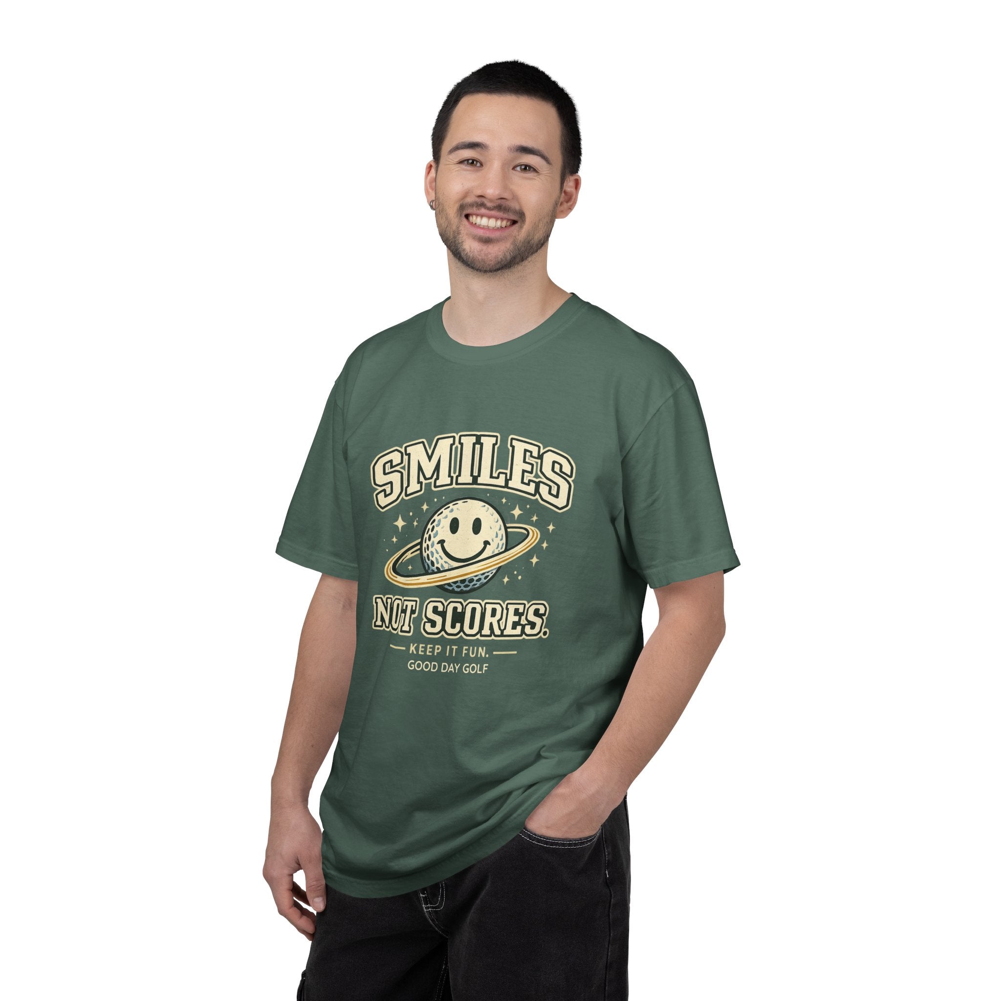 T-Shirt — "Smiles Not Scores" Retro Golf Graphic Tee