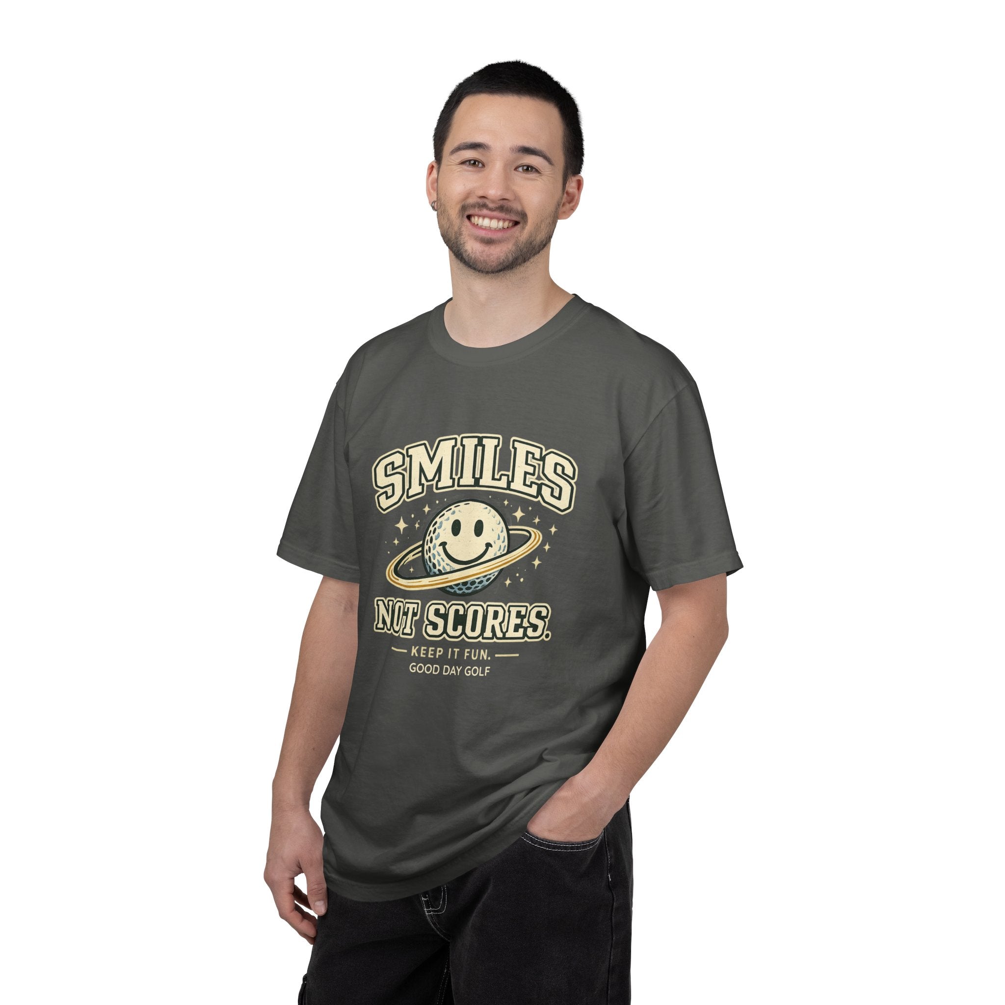 T-Shirt — "Smiles Not Scores" Retro Golf Graphic Tee