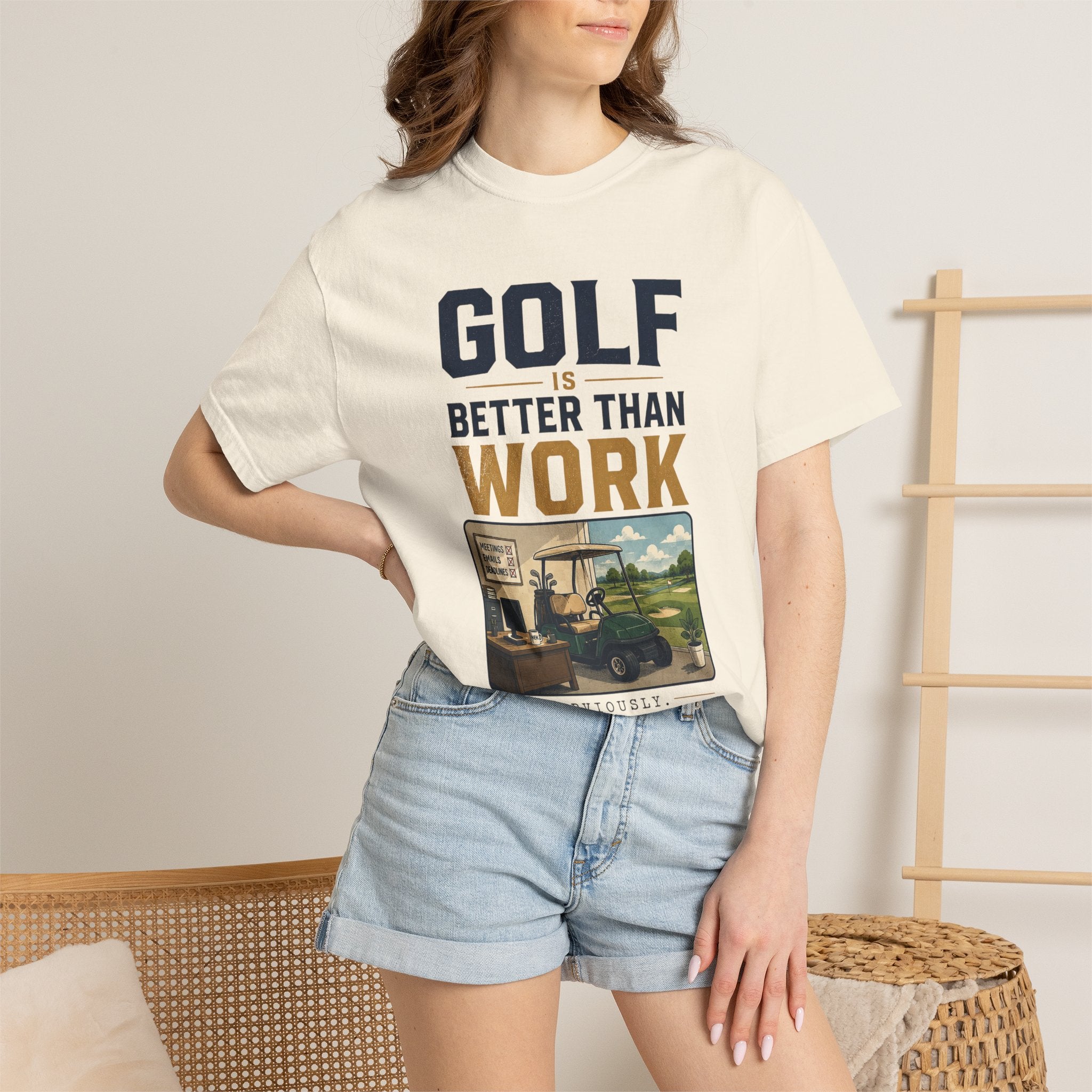Golf Is Better Than Work T-Shirt — Vintage Golf Cart Graphic Tee