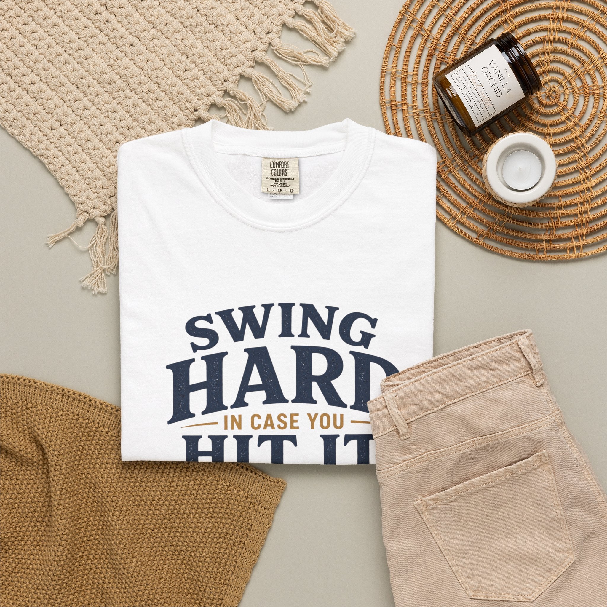 Swing Hard Golf T-Shirt — "Swing Hard In Case You Hit It" Vintage Golfer Tee